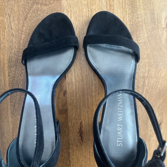 Stuart Weitzman Black Suede Ankle-Strap Block Heels - Picture 6 of 6